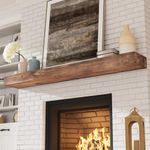 Fireplace Mantel, 72 in Handcrafted Solid Mantel Shelf with Invisible Heavy Duty Metal Bracket, Floating Mantel Shelf, Dark Brwon