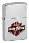 Original Matt Silver Zippo Lighter with colour printed Harley Davidson logo