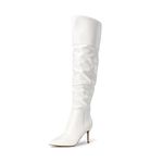 DREAM PAIRS Women's High Heels Over The Knee Boots Thigh High Pointed Toe Stiletto Long Fall Sexy Boots,Size 8,White-Pu,SDOB2301W