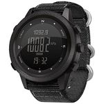 HOOSHU Tactical Sports Watches for Men Digital Outdoor Survival Military Compass Rock Solid Digital Watches with Durable Band Steps Tracker Pedometer Calories (46Black)