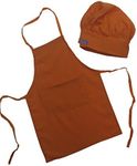 Medium Children Kids Orange Chef Set Apron & Adjustable Hat Quality Lite