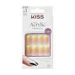 KISS Salon Acrylic French Color Press-On Nails, Hype", Neon Yellow, Medium Almond, 31 count