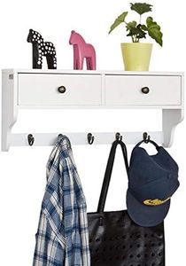 SoBuy FRG178-W Armoire murale avec 2 tiroirs et 5 crochets en MDF Blanc