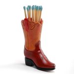 PSYHILAR Cowboy Boot Match Holder with Striker, Cute Matchstick Holder, Cowgirl Bathroom Decor, Decorative Matches Container