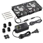 GDSTIME Big Airflow Dual 2 * 120mm Fans DC 12V Powered Fan with AC 100V - 240V Speed Control, Cabinet Chassis Server Workstation Electric Cooling Fan