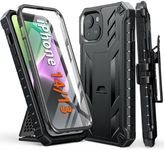 FNTCASE for iPhone 14/13 Case : with Belt-Clip Holster & Kickstand - Heavy Duty Military Grade Protection Cover Shockproof TPU Phone Shell Sturdy Rugged Full Protective Phonecase - 6.1 inch Black