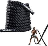 Max4out Battle Ropes 1.5 inch 30 ft - Polyester Workout Rope Heavy for Home Body Workouts Building Muscle, Gray Black