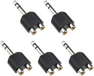 EMSea 5Pcs 6.35mm 1/4 Inch Stereo Male Plug to Dual RCA Phono Female Socket Jack Connectors Audio Converters Y Splitter Adapters