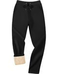 Xukk Men's Winter Fleece Sweatpants Cold Weather Warm Sherpa Lined Thermal Thick Jogger Active Running Jogging Pants(Black,M)