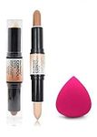 BioDermic - Dermocosmetics Dual-Ended Contour Stick, 2-in-1 Contour Stick with One Blender Contouring Shade and Highlighter, Easy-to-Blend Formula, for a Defined and Chiseled Look, Light/Medium