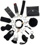 BATUMEYE Gift Set for Woman with Card Holder, Wristlet Strap, Whistle, Travel Bottle Holder, Bottle Opener(Black)