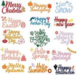 INFUNLY 15PCS Word Die Cuts for Card Making Mother's Day Die Happy Birthday Metal Cutting Dies Holiday Words Die Cuts for DIY Scrapbooking Photo Album for Sizzix Spellbinders Gemini Die Cut Machine