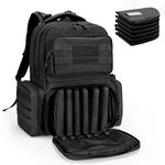 DSLEAF Tactical Pistol Backpack Holds Up to 6 Handguns, Gun Range Backpack with 10x Magazine Slots for Shooting and Hunting