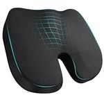 RaMokey Cushion for Office Chair Memory Foam Coccyx Pain Relief Cushion Pillow for Back Support Non-Slip Seat Pad for Office Desk, for Car, Travel and Wheelchair,Car Seat, Sciatica-Black