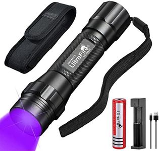 UltraFire WF-508UV UV Torch 395-405nm Black Light Zoomable Ultraviolet LED Torch with Holster, 3.7 V 2600 mAh Rechargeable Battery and Charger