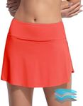 Beautikini Period Swimwear Menstrual Leakproof Bikini Bottoms Swim Skirt Mid Waist Bathing Suit Bottoms for Teens Girls (Fresh Red,M