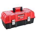 MAXPOWER 16-Inch Tool Box, Three-Layer Folding Plastic Storage Toolbox, Multi-Function Organizer with Tray and Dividers