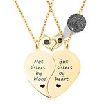 MJartoria BFF Necklace for 2-Split Heart Necklace Not Sisters by Blood Pendant Best Friend Friendship Necklace Set of 2 Valentines Day Gifts for Her, Metal, not known