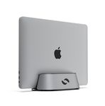 HumanCentric Laptop Holder Vertical Laptop Stand in Aluminum, Adjustable Holder and Dock, Laptop Vertical Stand Fits MacBook Pro and other Laptops .5" to 1.5" Upright Laptop Holder for Desk Space Grey