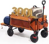 TIMBER RIDGE Festival Trolley, 300L Folding Beach Trolley Cart with Brakes & Adjustable Tailgate, 135kg Capacity Collapsible Wagon with Detachable Wide Wheels for Outdoor Camping Garden, Orange