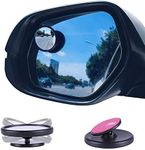 LivTee Black Framed Round Blind Spot Mirror, HD Glass and Wide Angle Rearview Mirror with Adjustable Stick for Universal Car (2 pcs)