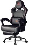 VITESSE Big and Tall Gaming Chair 400lb Weight Capacity with Footrest, Ergonomic Video Game Chair for Adults with Oversized Headrest and Lumbar Pillow, Computer Chair Gaming for Office (Black+Red)