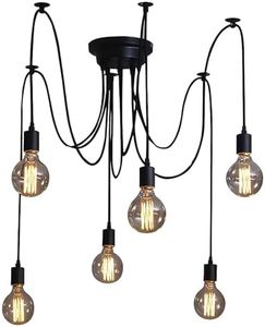 Lightess Lampadario a Ragno 6 Luci, Lampade a Sospensione Nero Industrial Lampadario Pendente Moderne Lampadari Soffitto Vintage per Camera da Letto Soggiorno