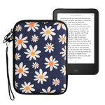 kwmobile Neoprene e-Reader Pouch Size 6" eReader - Universal eBook Sleeve Case with Zipper, Wrist Strap - Blue/White/Yellow