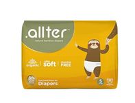 .allter Organic Bamboo Baby Diaper S Size (3-6kg)| 32 Count (Pack of 1)| Rash Free, Super Dry, Quick Absorb, Taped Style, Ultra Soft Diapers| Feet