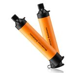 Membrane Solutions Personal Water Filter, Survival Filtration Straw Portable Gear, Emergency Preparedness, Supply for Drinking Hiking Camping Travel Hunting Fishing Team Family Outing (Orange, 2 Pack)