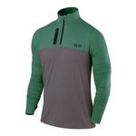 TCA Fusion Gym Tops for Men Training Sports Long Sleeve Running Top Men Gym Clothes - Castlerock Grey/Cadmium Green, L