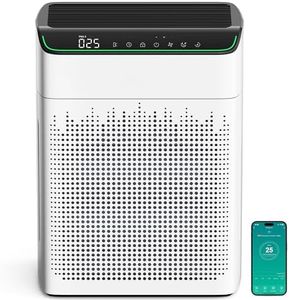 MERONTE Air Purifiers for Bedroom Large Room Home, Up to 1690² with PM 2.5 Air Quality Monitor, Wi-Fi and Alexa Compatible, HEPA Filter Double-sided Air Inlet for Smoke Odor Dust, 23dB Quiet Ivory