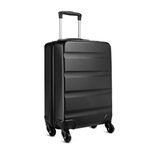 Kono Carry on Luggage Hard Shell ABS Cabin Suitcase 4 Wheeled Spinner 55cm 33L (Black)