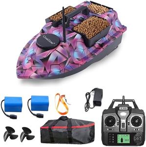 ClouGlow RC Bait Boat, GPS Bait Boat for Fishing with 546yds Remote Control, 3 Bait Compartments, 4.4lbs Capacity, Dual Motors & 2 Batteries, Auto Return GPS Boat for Fishing, Carp Bass Fishing Gear