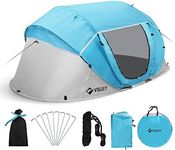 VILLEY 4-Person Easy Pop Up Tent, Waterproof Automatic Setup Instant Lightweight Camping Beach Tent with Carrying Bag for Camping, Hiking & Traveling - Blue