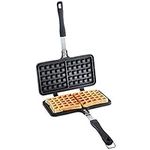 VonShef Stove Top Waffle Iron, Dual Head Die-Cast Aluminium Waffle Maker, Non-Stick Waffle Mould with Stay Cool Handle & Leak Free Closing Latch