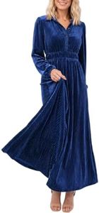 Maxigerui Womens Velvet Dress Fall Wedding Guest Long Sleeve Formal Dress M