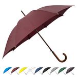 SoulRain 48" Arc Classic Wood Handle Umbrella Auto Open Windproof clear Unbreakable Stick Rain Umbrella (Wine)