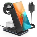 3 in 1 Wireless Charging Station for Samsung, CIYOYO 18W Fast Charger Stand for Samsung Galaxy S24 S23 Ultra S22 S21 S20 Z Flip Fold 4, Galaxy Watch 6/5/5 Pro/4/3, Galaxy Buds 2 Pro, With Adapter