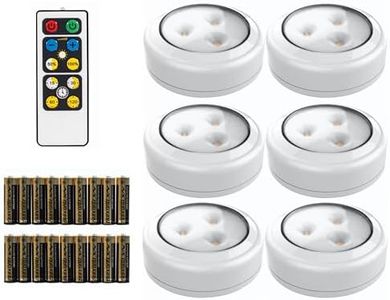 Brilliant Evolution Tap Light Push Lights 6pk w/Batteries + Remote, Stick On Lights Under Cabinets Lighting Touch LED Puck Lights Portable Under Counter Lighting Wireless Closet Kitchen Night Lights