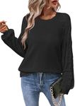 Zeagoo Womens Sweaters 2024 Long Sleeve Crew Neck Lightweight Pullover Knitted Fall Fashion Tops Black