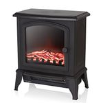 Warmlite WL46021 Mable Electric Compact Stove Fire with Adjustable Thermostat Control, Realistic LED Flame Effect, 2000W, Black