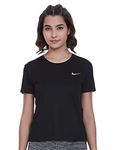 Nike Women's Normal Regular Fit Short Sleeve TOP (AJ8122-010_Black/Reflective SILV Small)