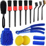 Afrodite Cleaning Tool Kit,Exterior Interior Detailing Brush Set for Cleaning Wheels, Dashboard, Interior, Exterior, Leather, Vents, Signs (15 Pcs)