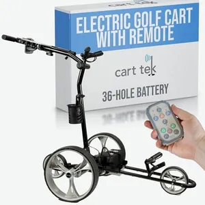 Cart-Tek Electric Golf Push Cart with Remote Control, Rugged Steel Frame, Dual Quiet Motors, 10.4 AH Lithium-Ion Battery, Easy to Use Electric Golf Cart The Yellowstone