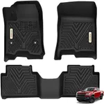 YITAMOTOR Floor Mats Fit for Chevrolet Chevy Colorado Crew cab 2023 2024 2025 & GMC Canyon 2023 2024 2025, TPE All Weather Protection Slush 1st & 2nd Row Floor Liners, Black