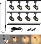 TuyuBEE Plug in Track Lighting with Power Cord, 8-Light Zoomable LED Track Lighting Kit with 6.6FT H Type Track Lighting Rails, Modern Kitchen Track Lighting Fixtures Ceiling Spot Light, 3000K Black