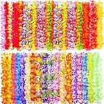 36 Pcs Hawaiian Flower Garlands,Hawaiian Leis Floral Necklace Hula Dance Luau Party Decorations Tropical Party Favors for Adult Kids Aloha Tiki Beach Jungle Lays Summer Party