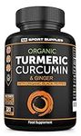 Organic Turmeric Capsules High Strength and Black Pepper with Active Curcumin with Ginger 1380mg - Advanced Tumeric - Each 120 Veg Capsule is Organic