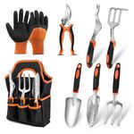 Cajmols Gardening Tools Set, 8 Pieces Lightweight Aluminum Alloy Gardening Tools with Non-Slip Rubber Grip Large Tool Bag Gardening Hand Tools Kit Gifts for Women and Men